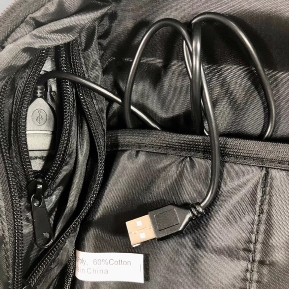 Bella Russo  Black Canvas Laptop Backpack USB port - Picture 5 of 5